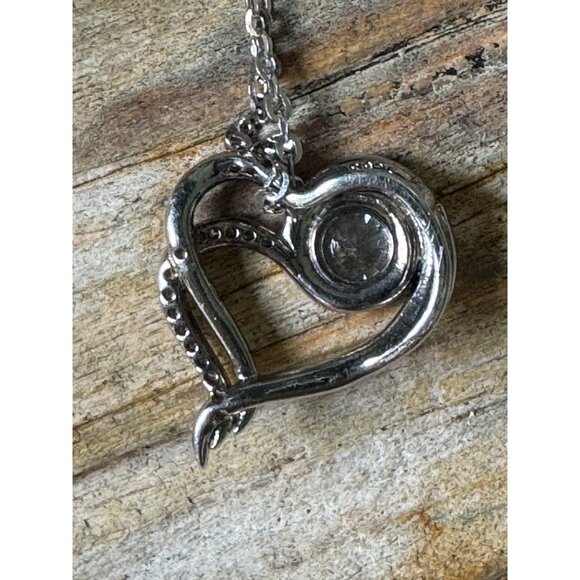 Sterling Silver "I Love You To The Moon And Back" Heart Pendant Necklace With CZ - Picture 4 of 6